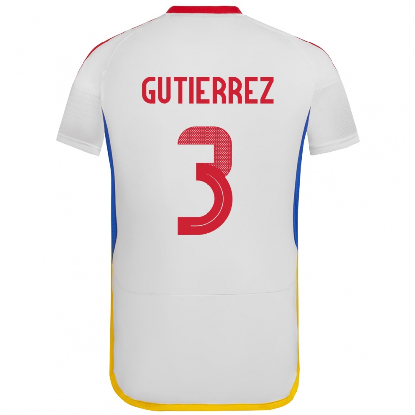 KandinyキッズベネズエラNairelis Gutiérrez#3白アウェイシャツ24-26ジャージーユニフォーム