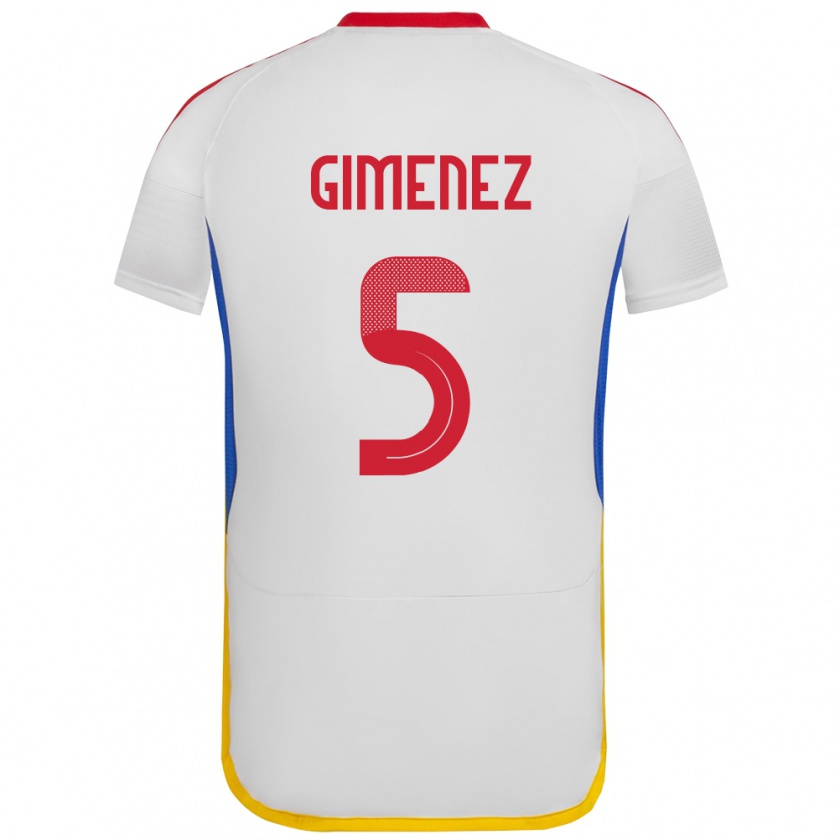 Kandiny Kinderen Venezuela Yenifer Giménez #5 Wit Uitshirt Uittenue 24-26 T-Shirt