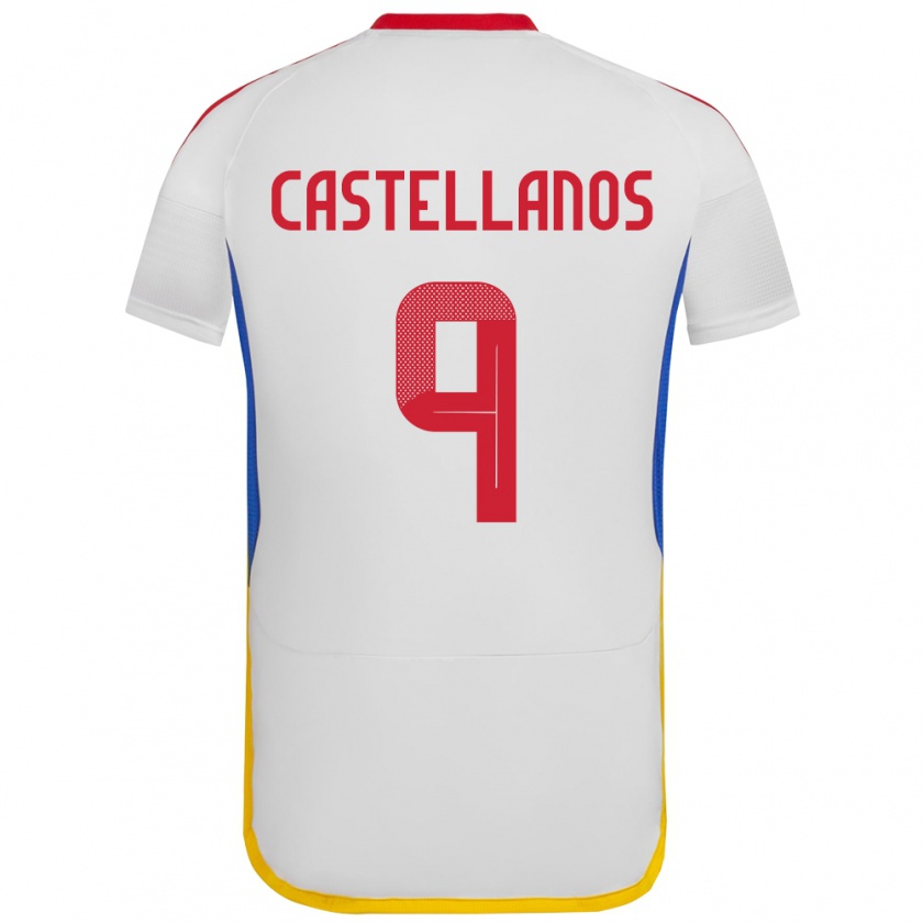 Kandiny Bambino Maglia Venezuela Deyna Castellanos #9 Bianco Kit Gara Away 24-26 Maglietta