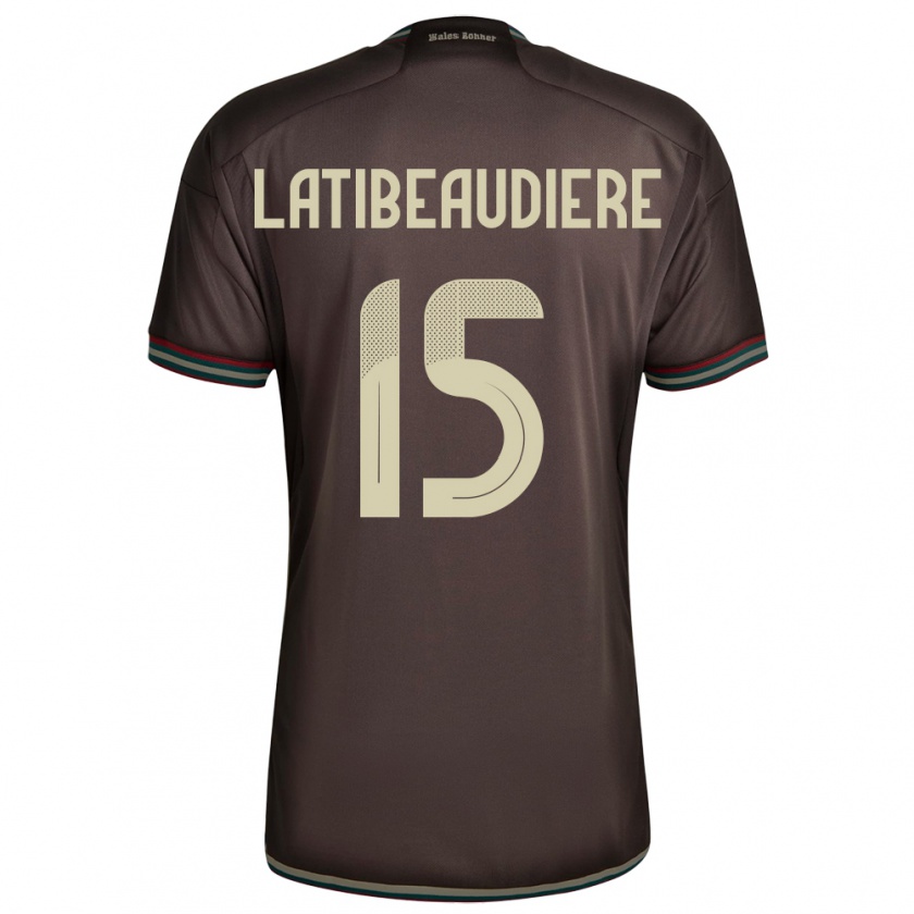 Kandiny Bambino Maglia Giamaica Joel Latibeaudiere #15 Marrone Notte Kit Gara Away 24-26 Maglietta