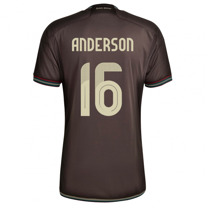 Kandiny Bambino Maglia Giamaica Karoy Anderson #16 Marrone Notte Kit Gara Away 24-26 Maglietta