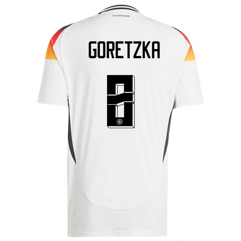 Kandiny Hombre Camiseta Alemania Leon Goretzka #8 Blanco 1ª Equipación 24-26 La Camisa