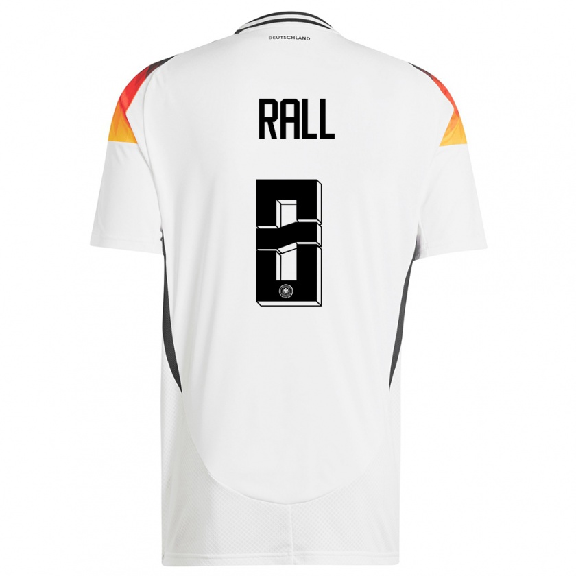 Kandiny Hombre Camiseta Alemania Maximiliane Rall #8 Blanco 1ª Equipación 24-26 La Camisa