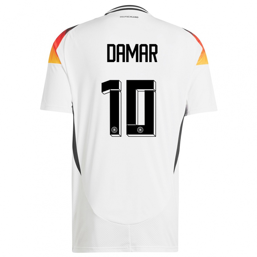 Kandiny Hombre Camiseta Alemania Muhammed Damar #10 Blanco 1ª Equipación 24-26 La Camisa