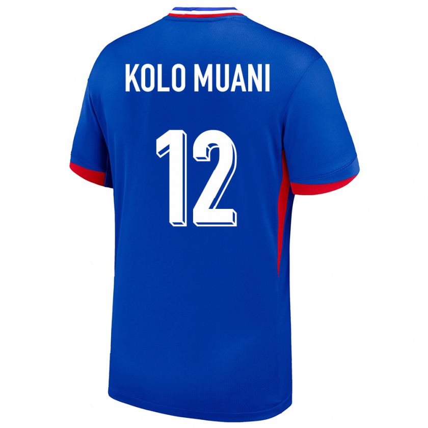 Kandiny Uomo Maglia Francia Randal Kolo Muani #12 Blu Kit Gara Home 24-26 Maglietta