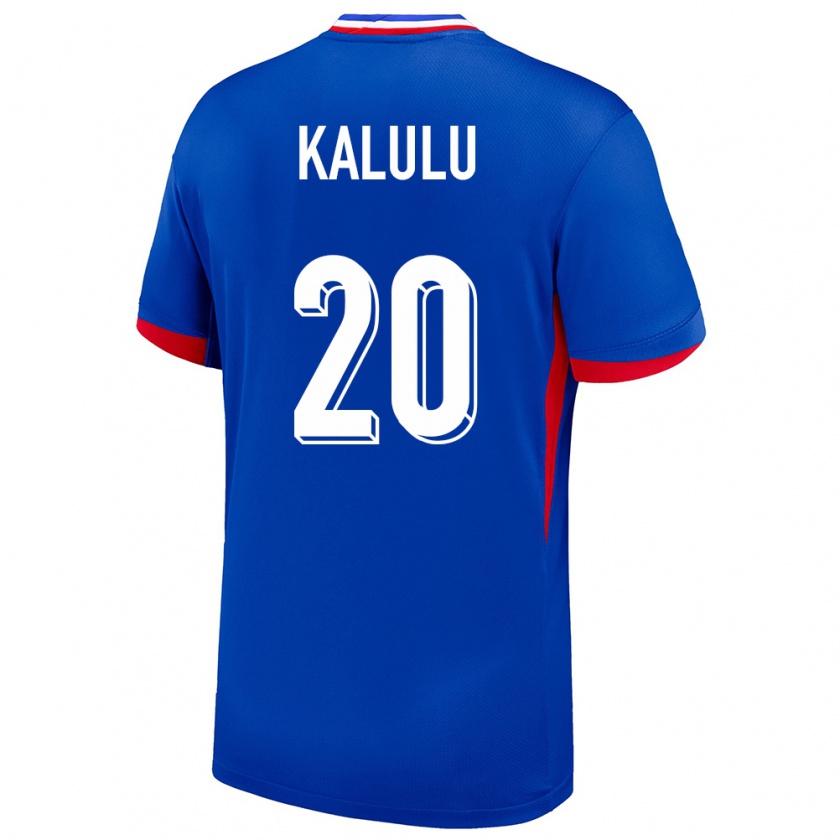 Kandiny Hombre Camiseta Francia Pierre Kalulu #20 Azul 1ª Equipación 24-26 La Camisa