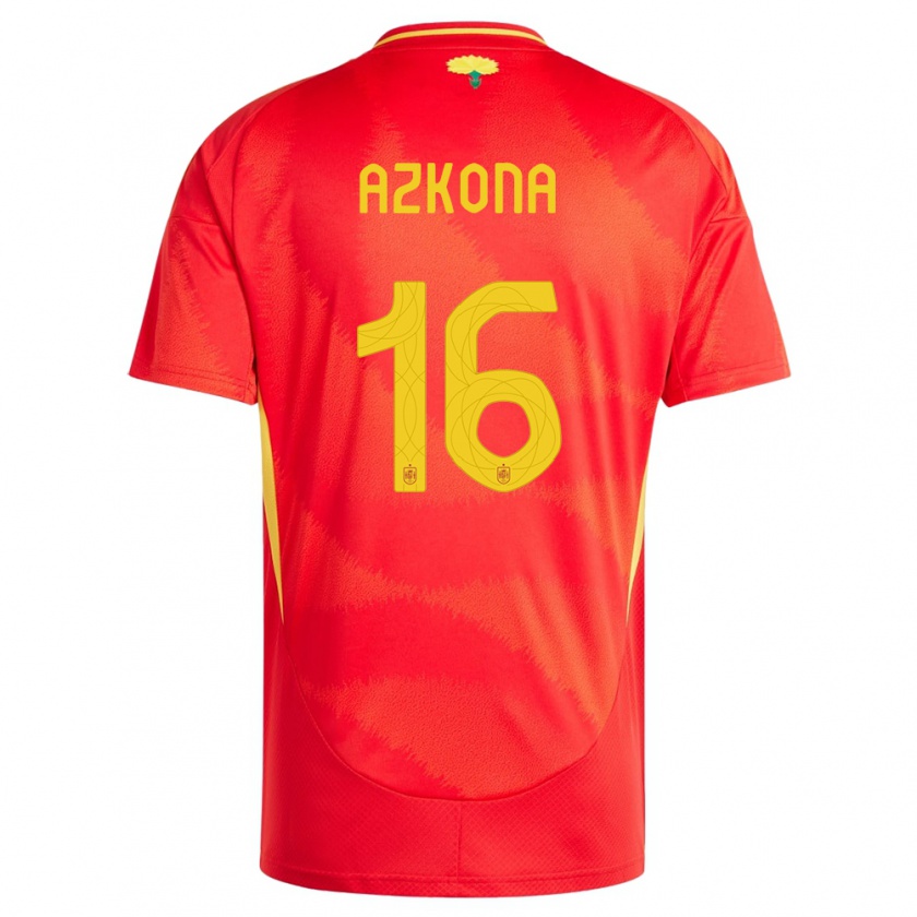 Kandiny Uomo Maglia Spagna Ane Azkona #16 Rosso Kit Gara Home 24-26 Maglietta