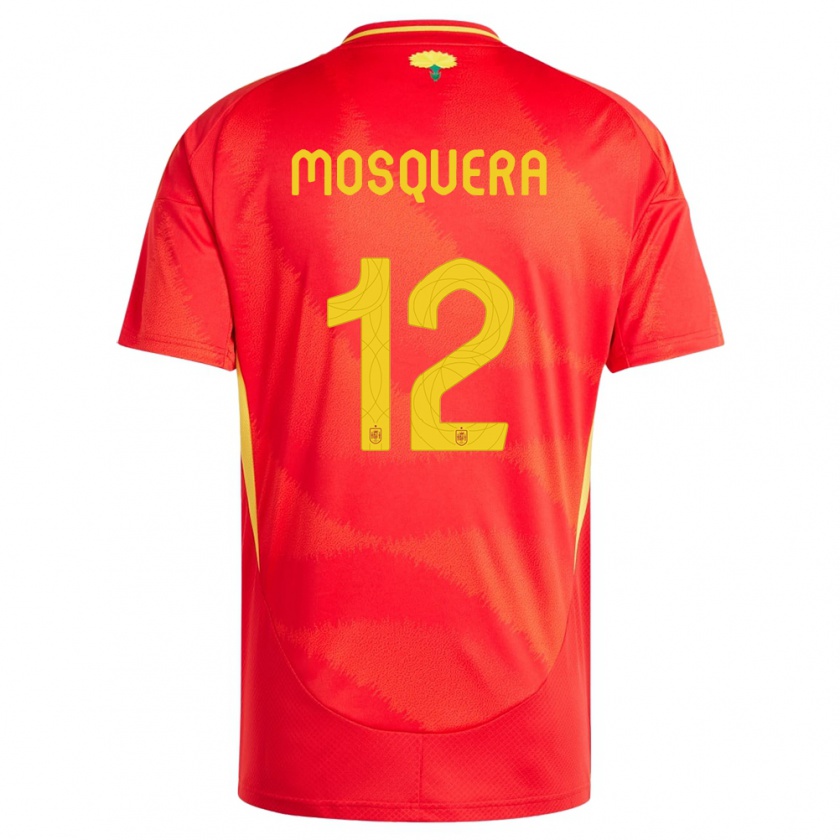 Kandiny Heren Spanje Cristian Mosquera #12 Rood Thuisshirt Thuistenue 24-26 T-Shirt