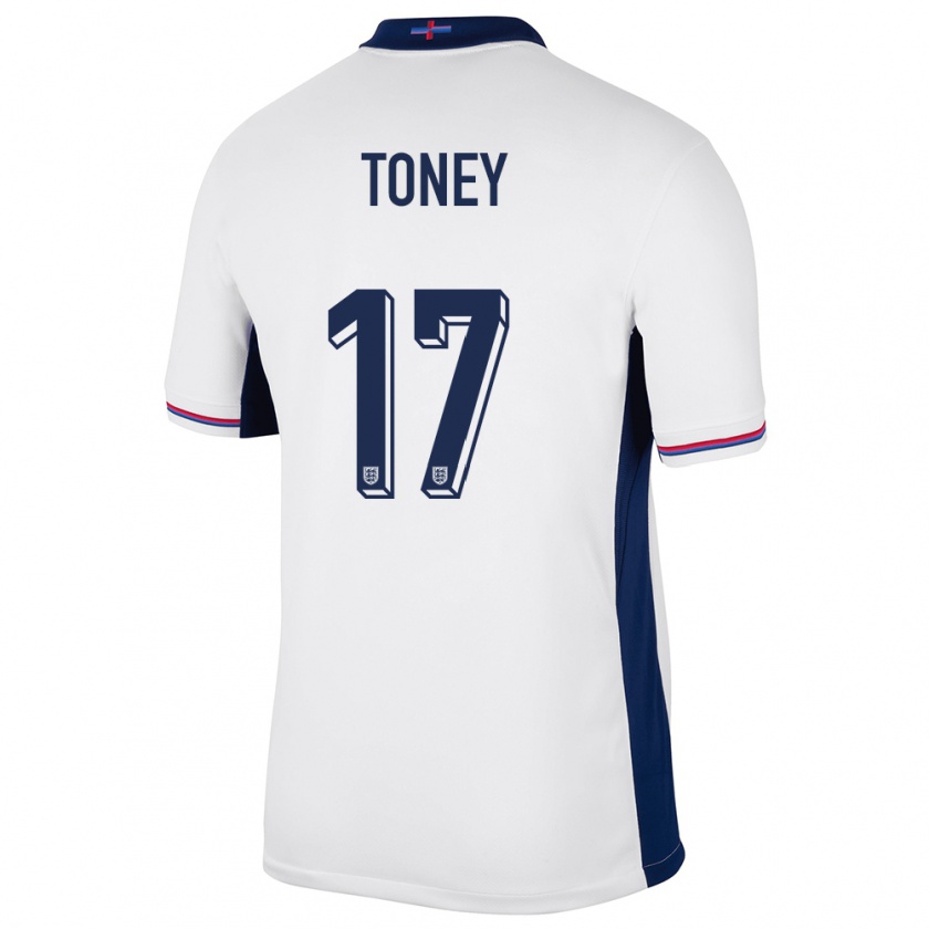 Kandiny Uomo Maglia Inghilterra Ivan Toney #17 Bianco Kit Gara Home 24-26 Maglietta