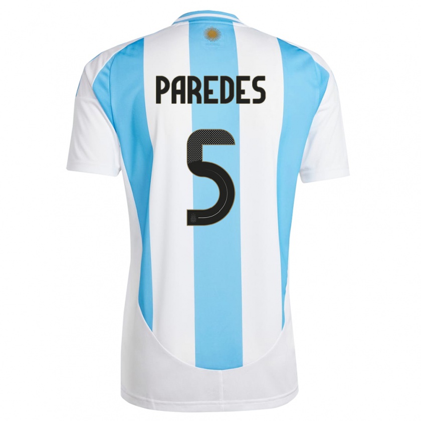 Kandiny Uomo Maglia Argentina Leandro Paredes #5 Bianco Blu Kit Gara Home 24-26 Maglietta