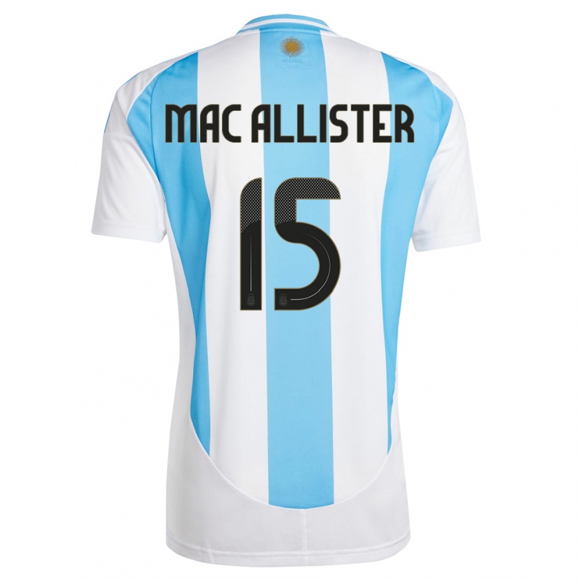 Kandiny Hombre Camiseta Argentina Alexis Mac Allister #15 Blanco Azul 1ª Equipación 24-26 La Camisa