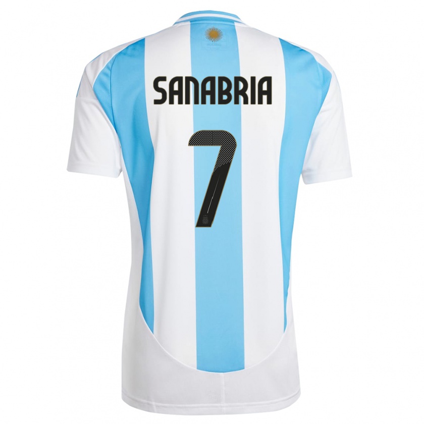 Kandiny Heren Argentinië Mateo Sanabria #7 Wit Blauw Thuisshirt Thuistenue 24-26 T-Shirt