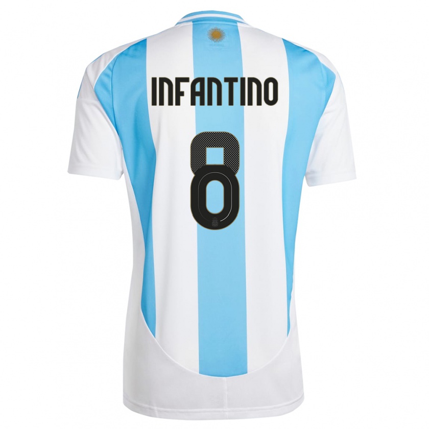 Kandiny Hombre Camiseta Argentina Gino Infantino #8 Blanco Azul 1ª Equipación 24-26 La Camisa