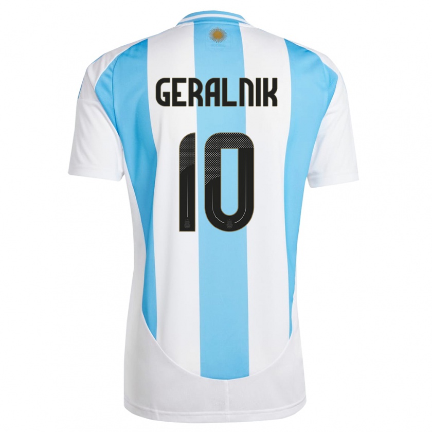 Kandiny Hombre Camiseta Argentina Tiago Geralnik #10 Blanco Azul 1ª Equipación 24-26 La Camisa