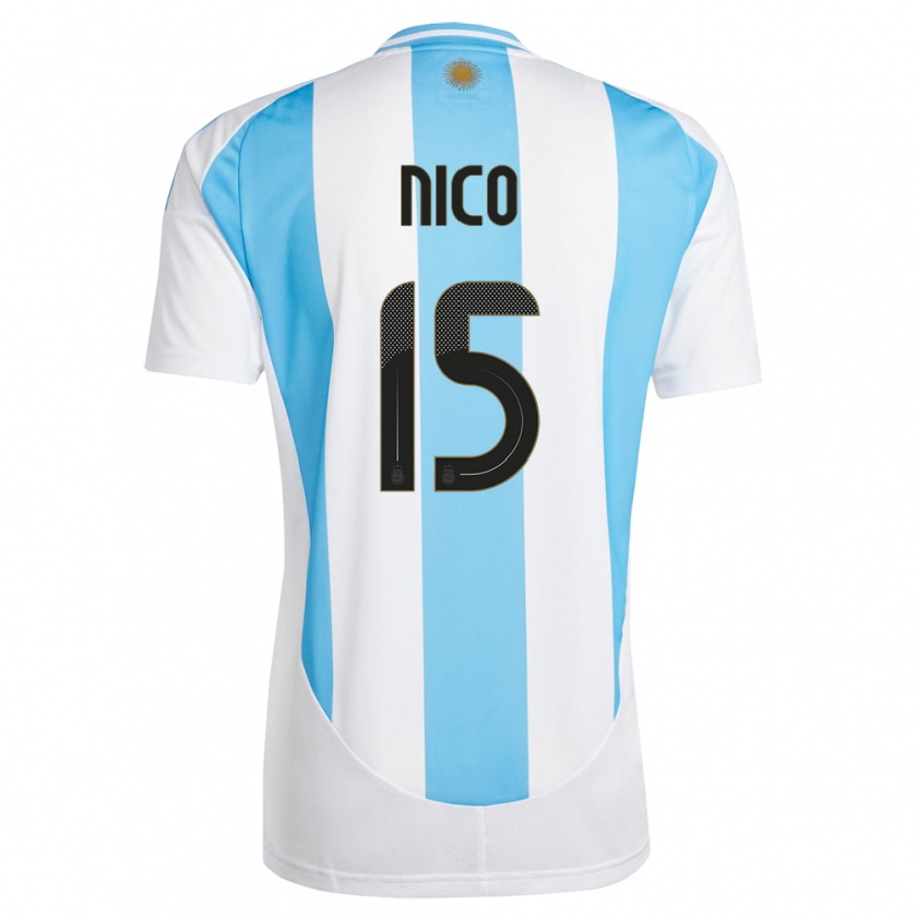 Kandiny Heren Argentinië Nico #15 Wit Blauw Thuisshirt Thuistenue 24-26 T-Shirt