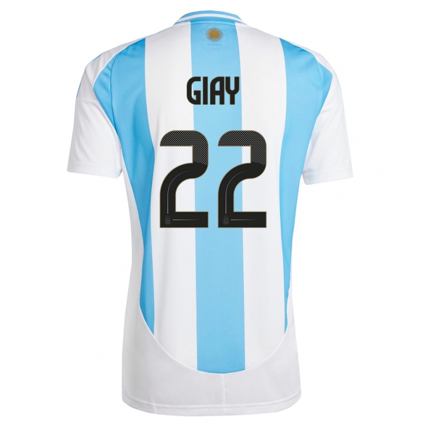 Kandiny Heren Argentinië Agustin Giay #22 Wit Blauw Thuisshirt Thuistenue 24-26 T-Shirt