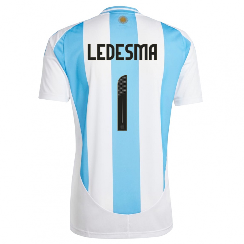 Kandiny Herren Argentinien Jeremias Ledesma #1 Weiß Blau Heimtrikot Trikot 24-26 T-Shirt Österreich