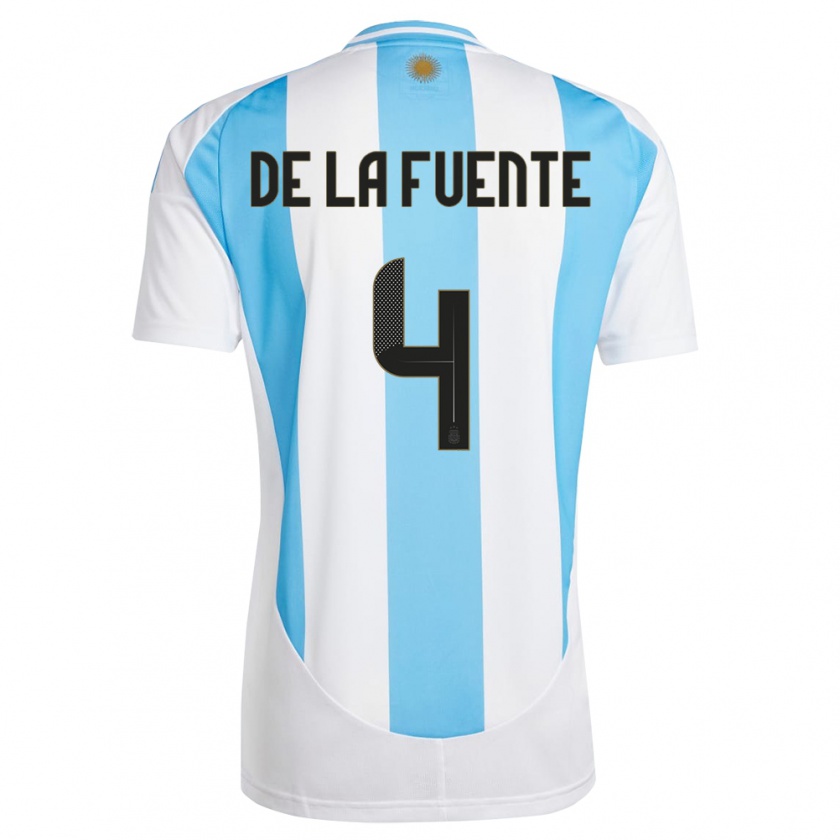 Kandiny Heren Argentinië Hernan De La Fuente #4 Wit Blauw Thuisshirt Thuistenue 24-26 T-Shirt