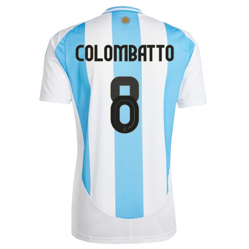 Kandiny Heren Argentinië Santiago Colombatto #8 Wit Blauw Thuisshirt Thuistenue 24-26 T-Shirt