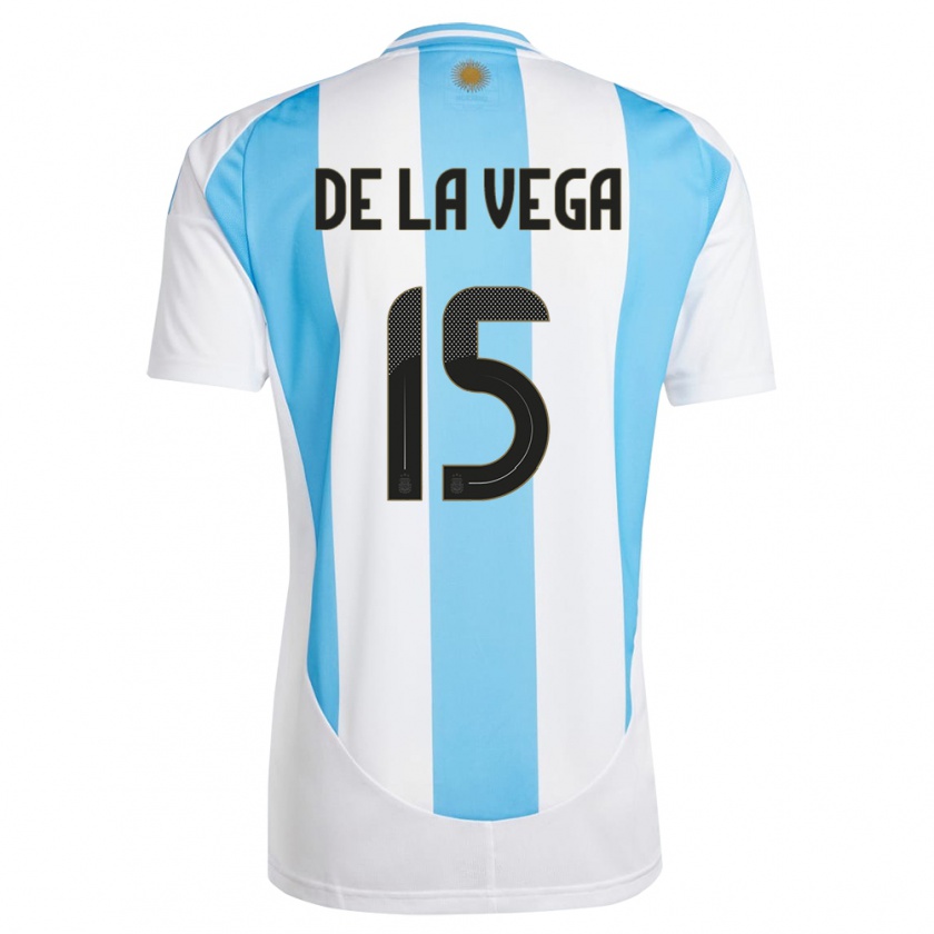 Kandiny Uomo Maglia Argentina Pedro De La Vega #15 Bianco Blu Kit Gara Home 24-26 Maglietta