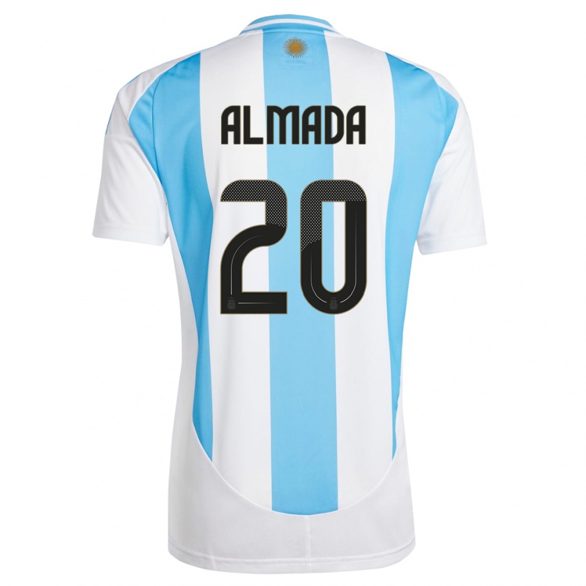 Kandiny Hombre Camiseta Argentina Thiago Almada #20 Blanco Azul 1ª Equipación 24-26 La Camisa