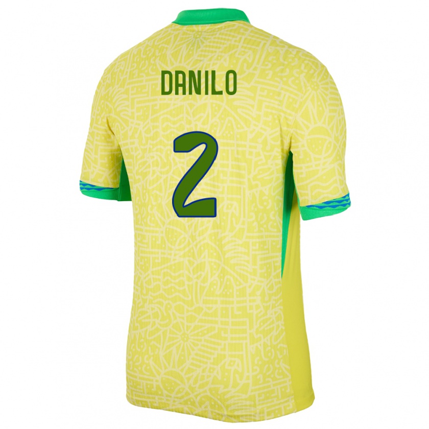 Kandiny Uomo Maglia Brasile Danilo #2 Giallo Kit Gara Home 24-26 Maglietta