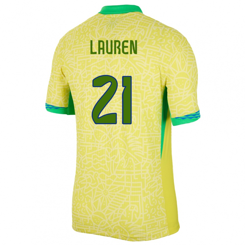 Kandiny Heren Brazilië Lauren Costa #21 Geel Thuisshirt Thuistenue 24-26 T-Shirt België