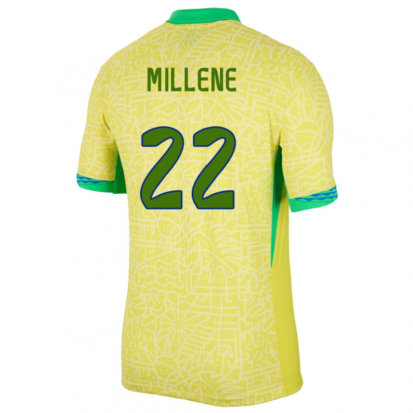 Kandiny Heren Brazilië Millene #22 Geel Thuisshirt Thuistenue 24-26 T-Shirt België