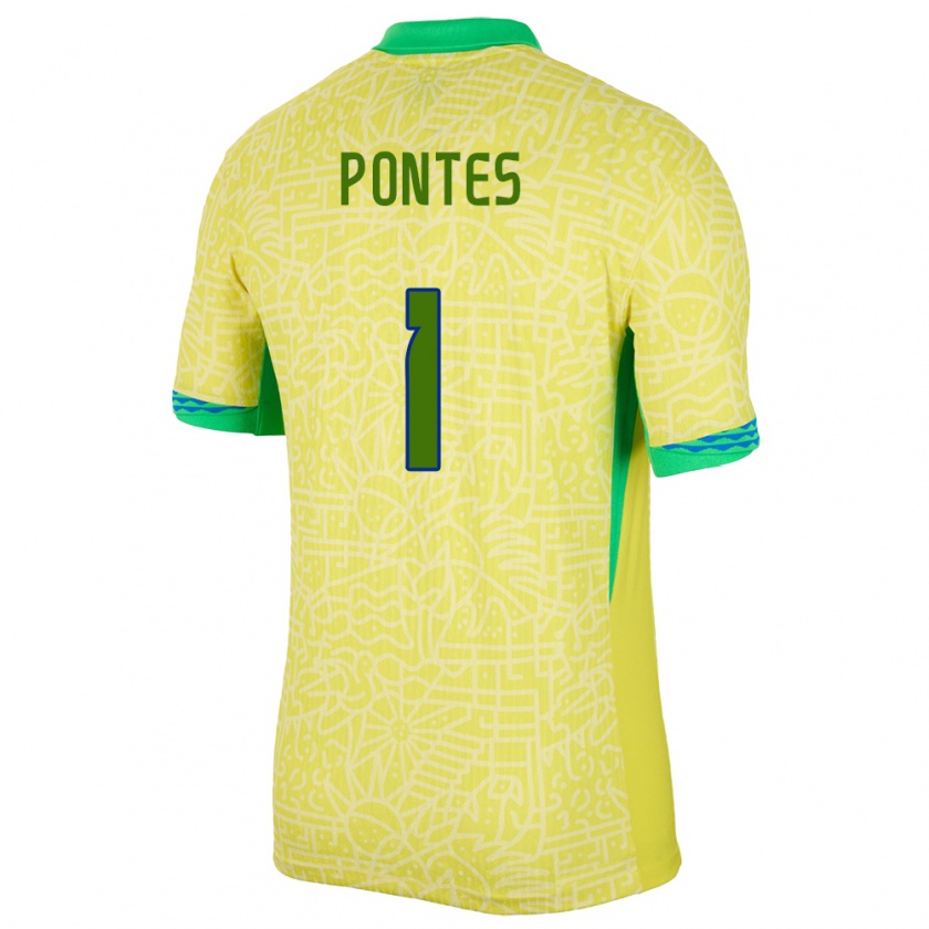 Kandiny Hombre Camiseta Brasil Mycael Pontes #1 Amarillo 1ª Equipación 24-26 La Camisa