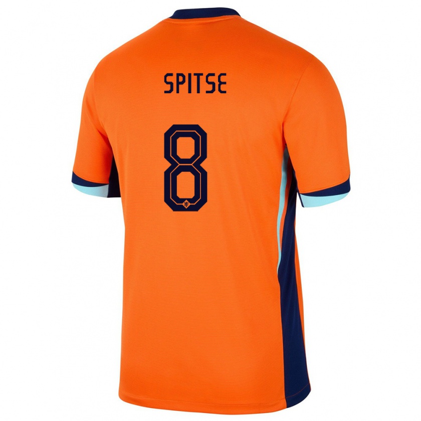 Kandiny Hombre Camiseta Países Bajos Sherida Spitse #8 Naranja 1ª Equipación 24-26 La Camisa