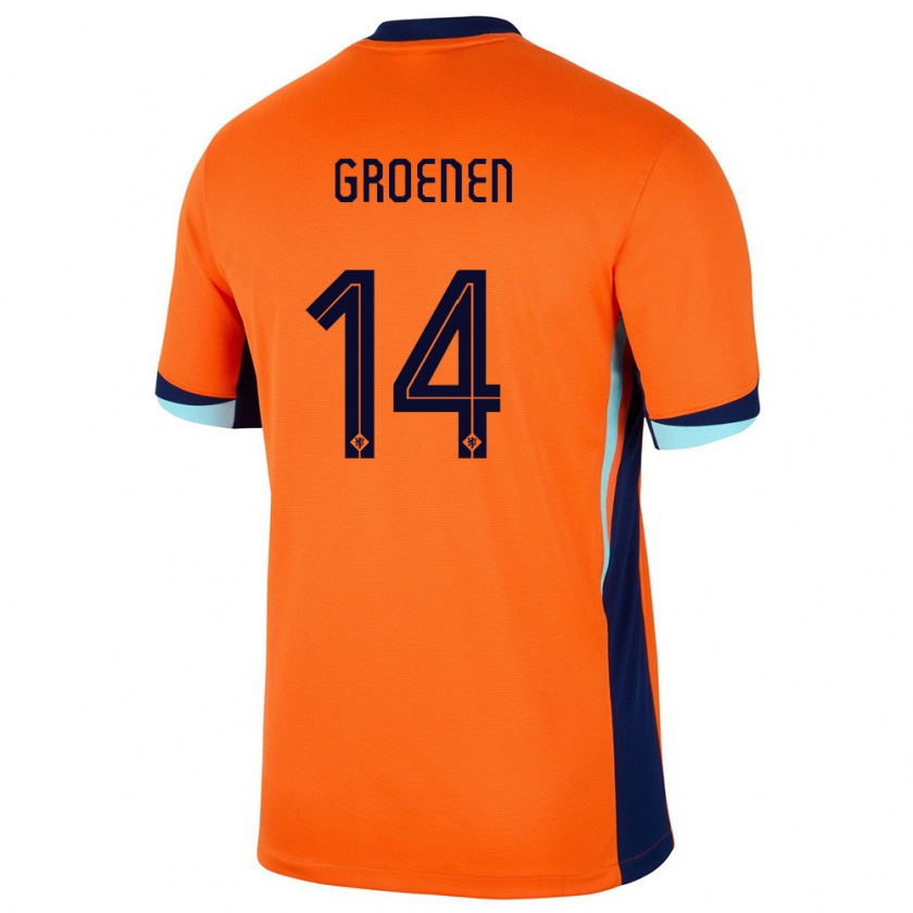 Kandiny Herren Niederlande Jackie Groenen #14 Orange Heimtrikot Trikot 24-26 T-Shirt Österreich