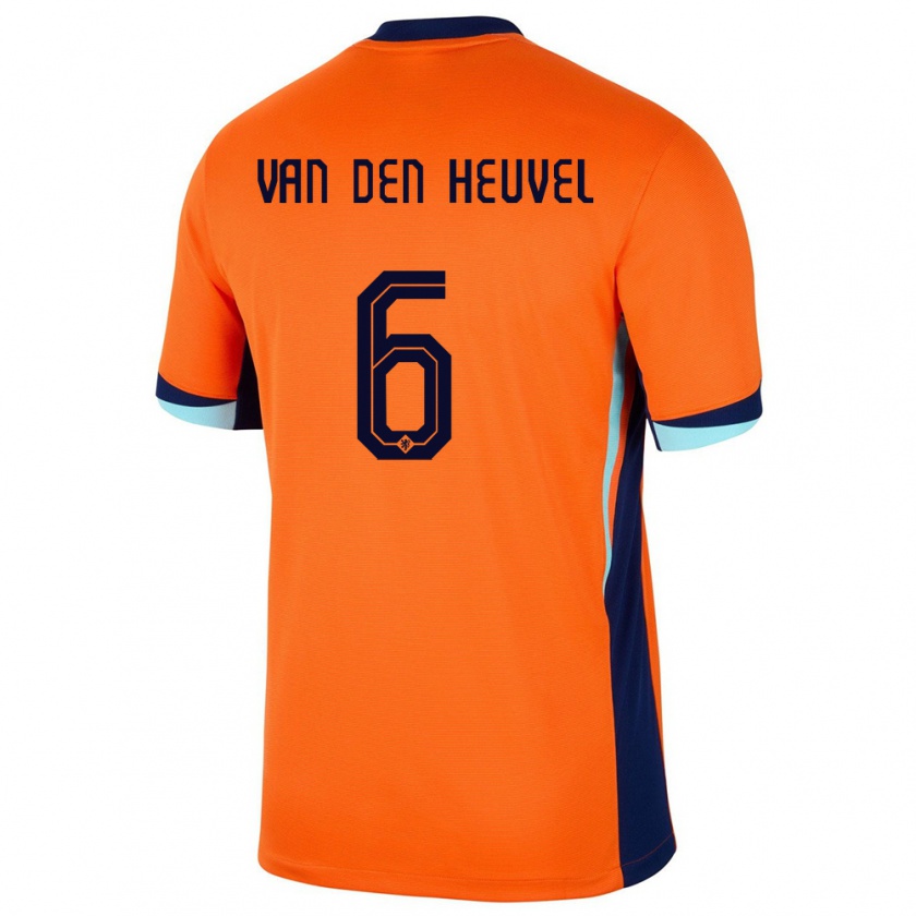 KandinyメンズオランダTim Van Den Heuvel#6オレンジホームシャツ24-26ジャージーユニフォーム