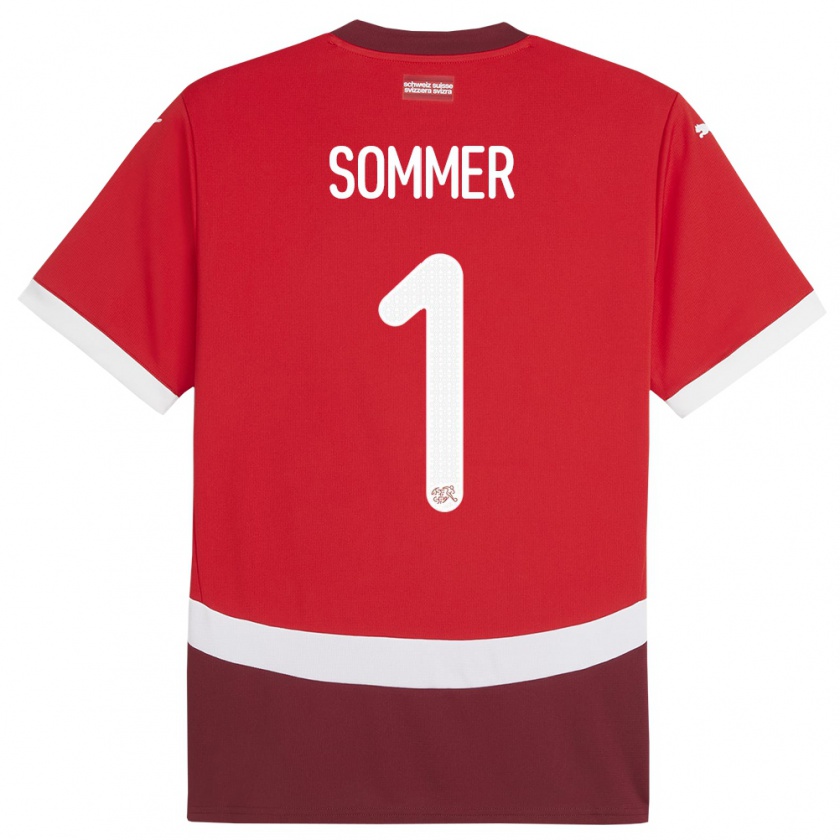 Kandiny Hombre Camiseta Suiza Yann Sommer #1 Rojo 1ª Equipación 24-26 La Camisa México