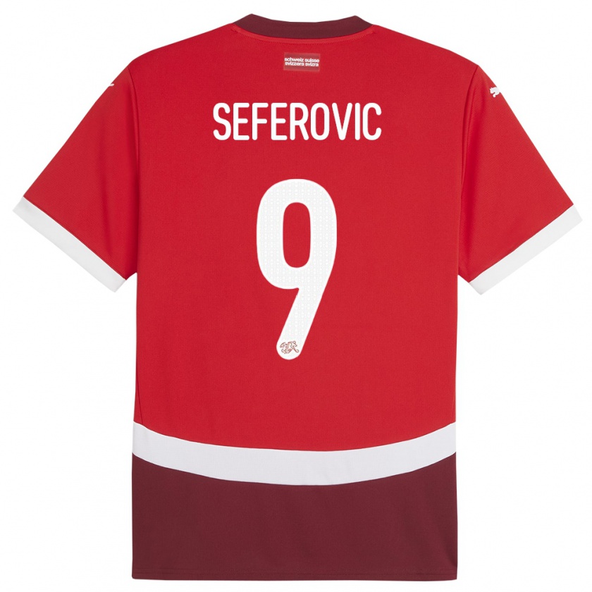 Kandiny Uomo Maglia Svizzera Haris Seferovic #9 Rosso Kit Gara Home 24-26 Maglietta