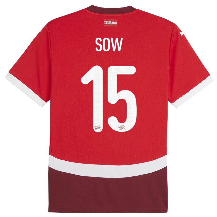 Kandiny Heren Zwitserland Djibril Sow #15 Rood Thuisshirt Thuistenue 24-26 T-Shirt België