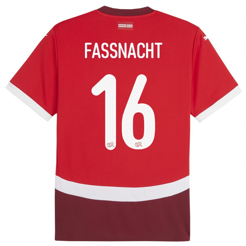 Kandiny Hombre Camiseta Suiza Christian Fassnacht #16 Rojo 1ª Equipación 24-26 La Camisa México