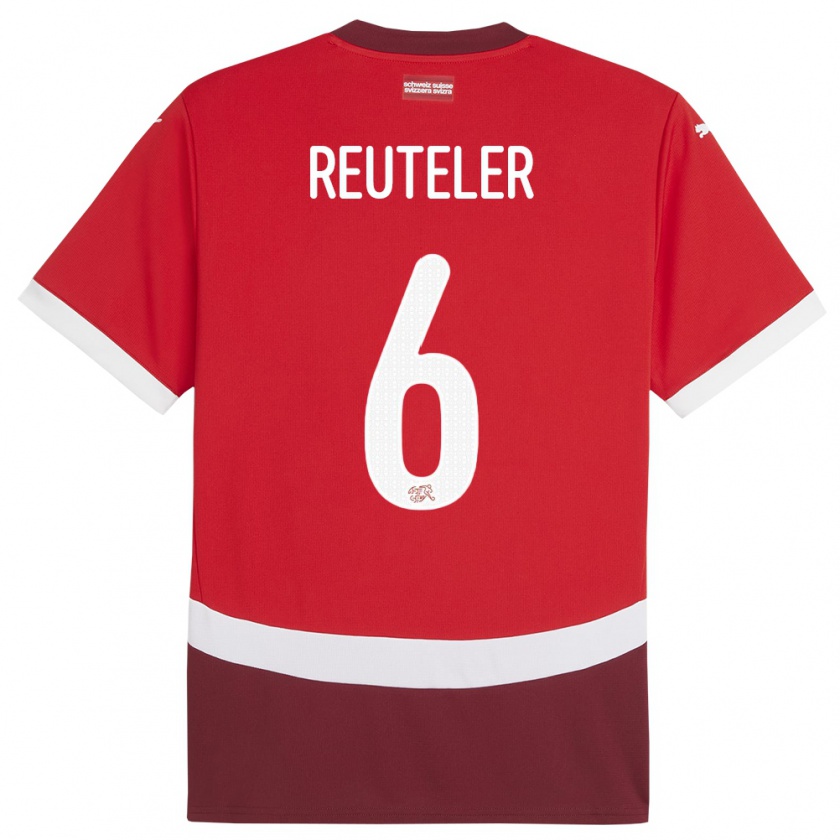 Kandiny Hombre Camiseta Suiza Geraldine Reuteler #6 Rojo 1ª Equipación 24-26 La Camisa México