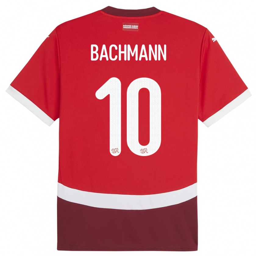 Kandiny Uomo Maglia Svizzera Ramona Bachmann #10 Rosso Kit Gara Home 24-26 Maglietta