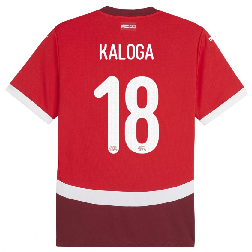 Kandiny Herren Schweiz Issa Kaloga #18 Rot Heimtrikot Trikot 24-26 T-Shirt Österreich