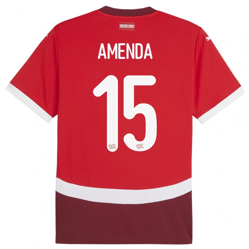 Kandiny Hombre Camiseta Suiza Aurele Amenda #15 Rojo 1ª Equipación 24-26 La Camisa México