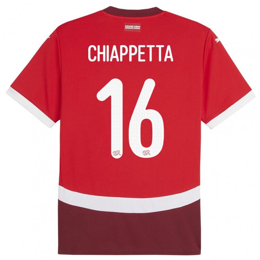 Kandiny Hombre Camiseta Suiza Carmine Chiappetta #16 Rojo 1ª Equipación 24-26 La Camisa México