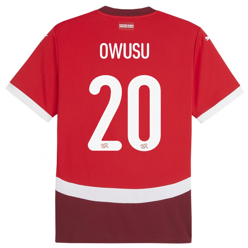 Kandiny Heren Zwitserland Tyron Owusu #20 Rood Thuisshirt Thuistenue 24-26 T-Shirt België