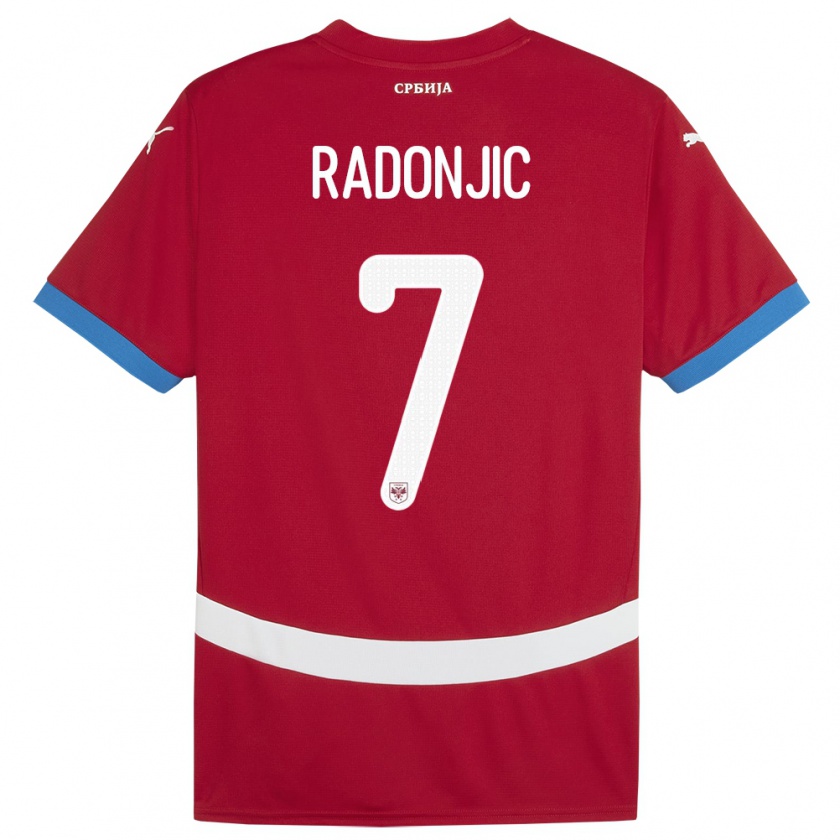 Kandiny Heren Servië Nemanja Radonjic #7 Rood Thuisshirt Thuistenue 24-26 T-Shirt België