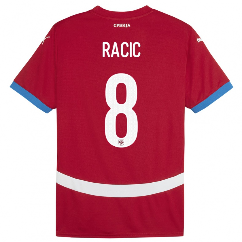 Kandiny Heren Servië Uros Racic #8 Rood Thuisshirt Thuistenue 24-26 T-Shirt