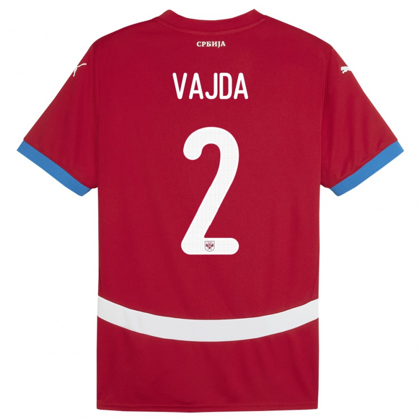 Kandiny Heren Servië Orsoja Vajda #2 Rood Thuisshirt Thuistenue 24-26 T-Shirt