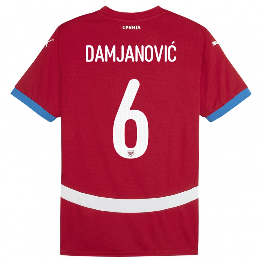 Kandiny Heren Servië Nevena Damjanovic #6 Rood Thuisshirt Thuistenue 24-26 T-Shirt België