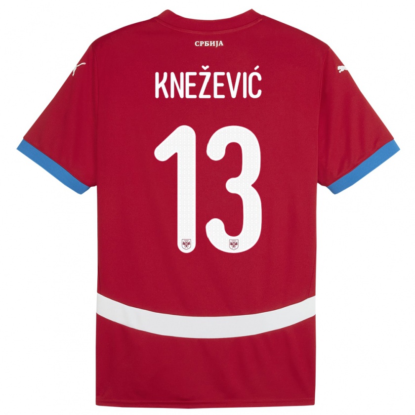 Kandiny Uomo Maglia Serbia Milana Knezevic #13 Rosso Kit Gara Home 24-26 Maglietta