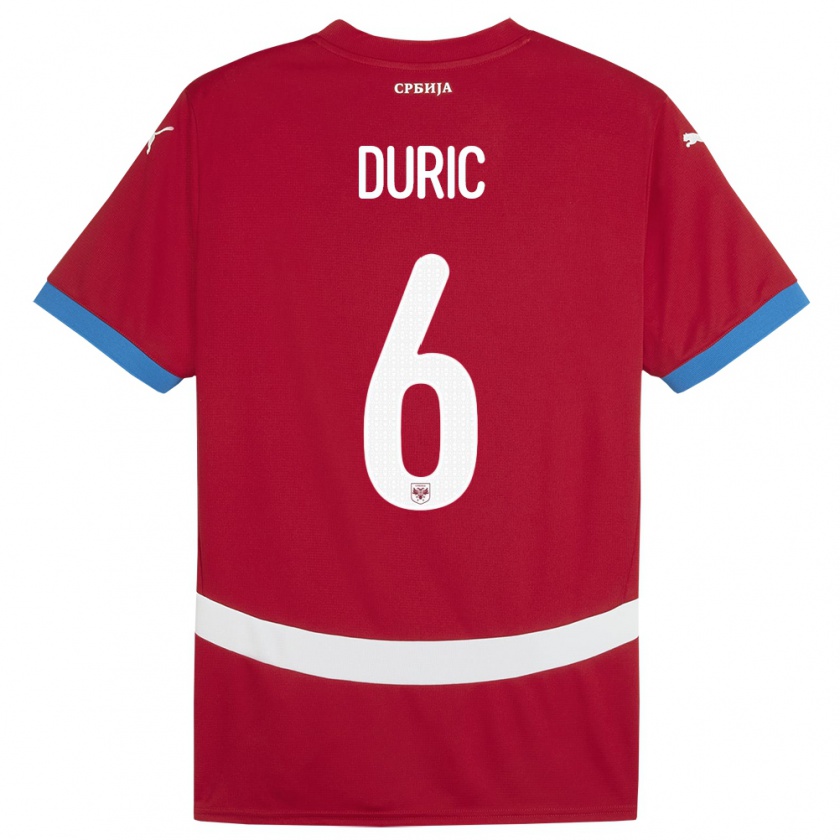 Kandiny Heren Servië Andrej Duric #6 Rood Thuisshirt Thuistenue 24-26 T-Shirt België