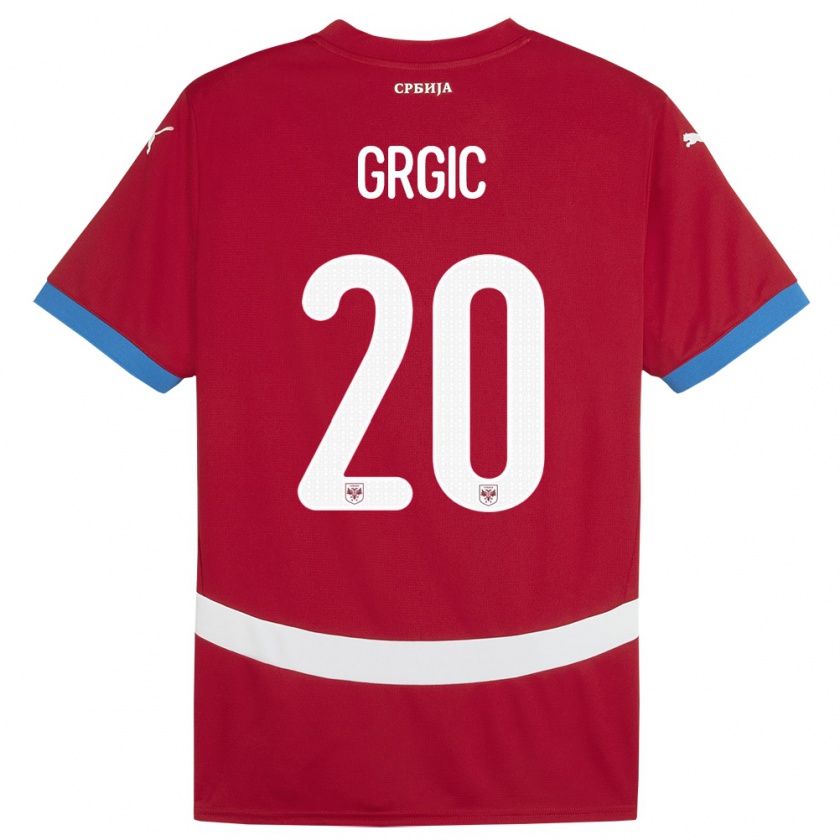 Kandiny Heren Servië Dario Grgic #20 Rood Thuisshirt Thuistenue 24-26 T-Shirt België