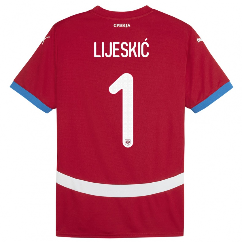 Kandiny Herren Serbien Luka Lijeskic #1 Rot Heimtrikot Trikot 24-26 T-Shirt Österreich